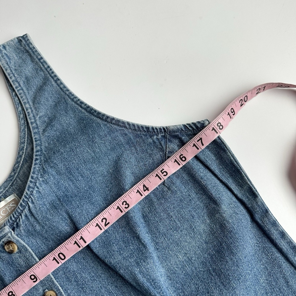 Vintage Maurices Denim Button Up Tank Top Womens L Medium Wash Blue Cotton - Picture 5 of 7